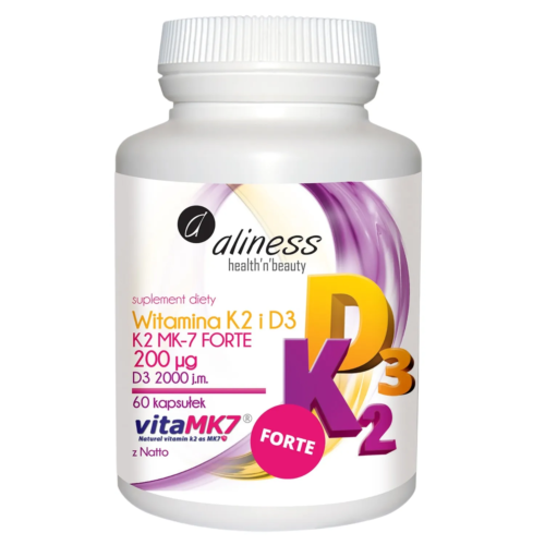 Naturalna Witamina K2 FORTE MK-7 200 µg z Natto + D3 60 kapsułek