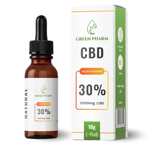 Olejek konopny CBD 30% Full Spectrum 10ml. Producent Green Pharm Gdynia