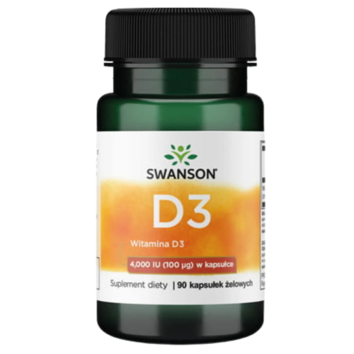 Swanson Witamina D3 4000 IU 90 kapsułek Odporność – Kości – Zęby – Mięśnie